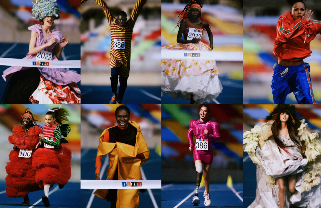 Conceptual fashion editorial set design with bold colors for Dazed by Paris-based set designer Nara Lee (Nara Lee Studio)