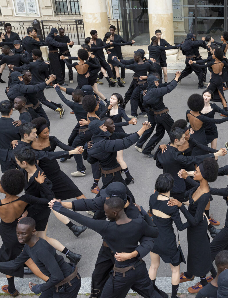Playful fashion editorial set design with group choreography for Dazed by Paris-based set designer Nara Lee (Nara Lee Studio)